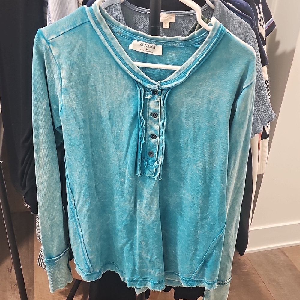 Zenana Blue Long Sleeve Top